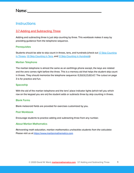 Adding and Subtracting Three
