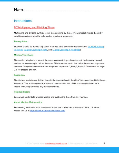 Multiplying and Dividing by Three