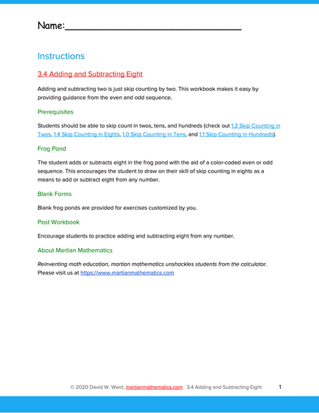 Adding and Subtracting Eight