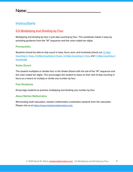 Multiplying and Dividing by Four