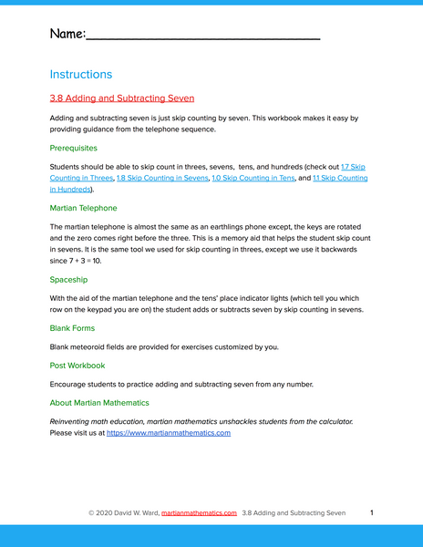 Adding and Subtracting Seven