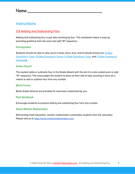 Adding and Subtracting Four