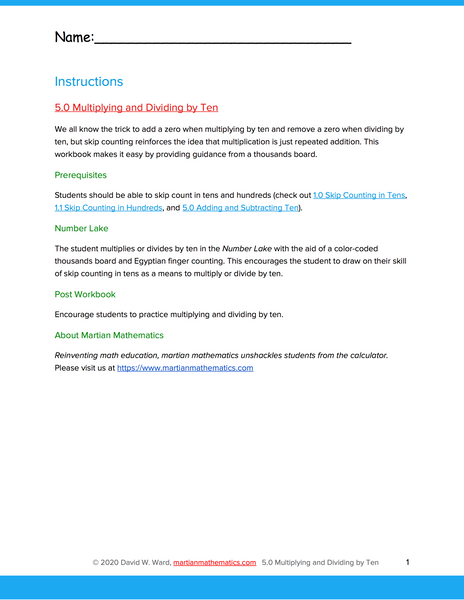 Multiplying and Dividing by Ten