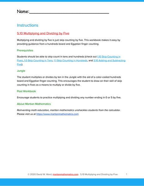 Multiplying and Dividing by Five