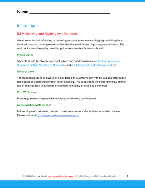 Multiplying and Dividing by a Hundred