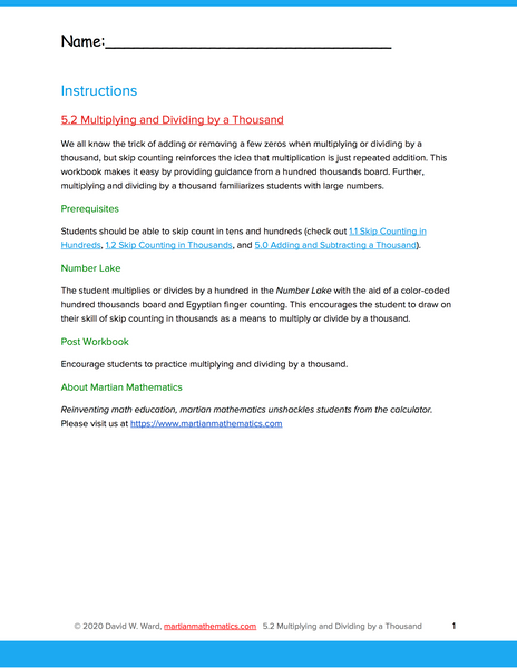 Multiplying and Dividing by a Thousand