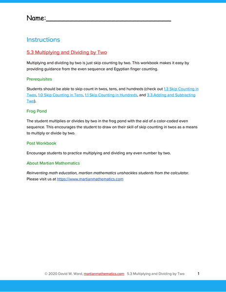 Multiplying and Dividing by Two