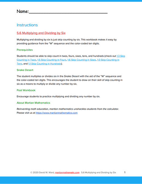 Multiplying and Dividing by Six