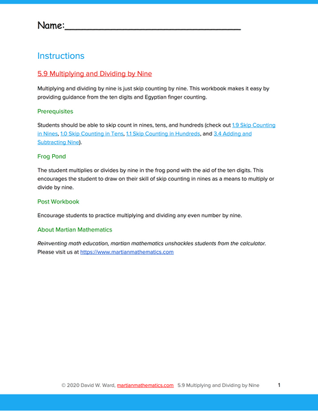 Multiplying and Dividing by Nine