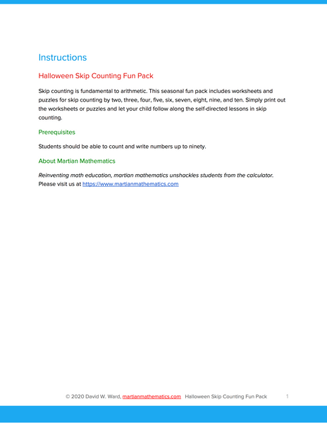 Halloween Skip Counting Fun Pack