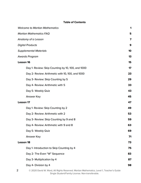 Level 1 Teacher's Guide, Lessons 16-22