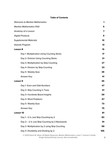 Level 1 Teacher's Guide, Lessons 8-15
