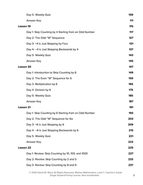 Level 1 Teacher's Guide, Lessons 16-22