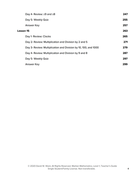Level 1 Teacher's Guide, Lessons 8-15