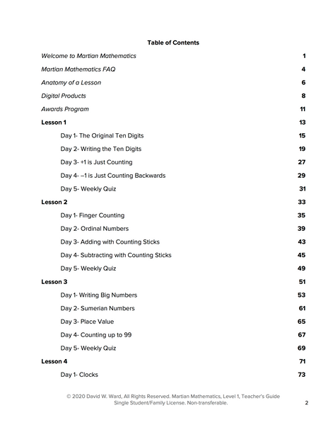 Level 1 Teacher's Guide, Lessons 1-7