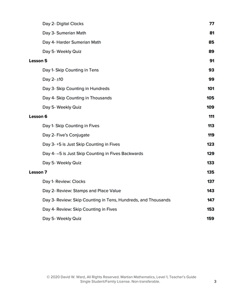 Level 1 Teacher's Guide, Lessons 1-7