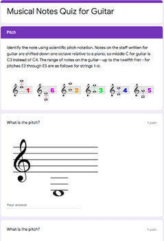 Musical Notes Quiz for Guitar