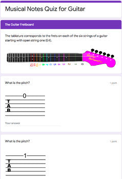 Musical Notes Quiz for Guitar