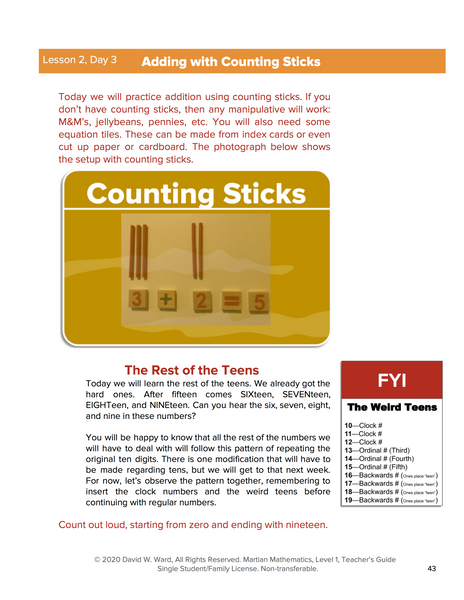 Level 1 Teacher's Guide, Lessons 1-7