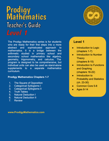 Introduction to Logic, Prodigy Mathematics Level 1 Teacher's Guide, Lessons 1-7