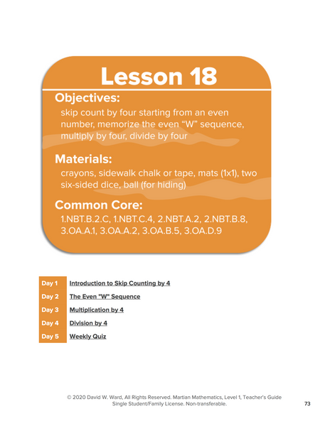Level 1 Teacher's Guide, Lessons 16-22