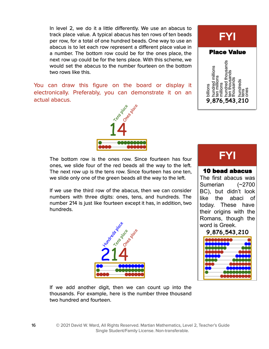 Level 2 Teacher's Guide, Lessons 1-7 – Martian Mathematics