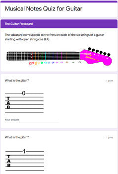 Musical Notes Quiz for Guitar